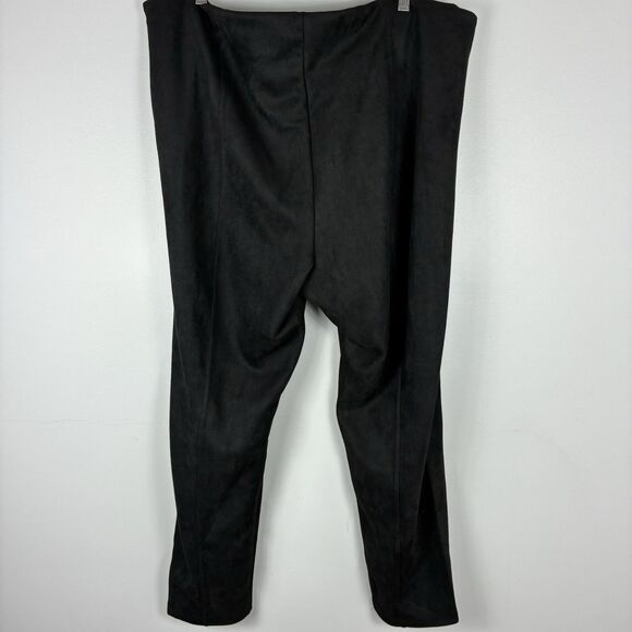 T TAHARI Black Faux Leather Suede Pull On Pants Sz 3X Plus Stretch Classy - Picture 6 of 11